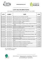 Liste délibérations du CM du 3-04-2026
